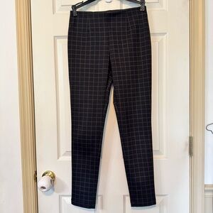 Calvin Klein Size 4 Plaid Pull On Stretch Dress Suit Pants Slim Fit Black/Brown